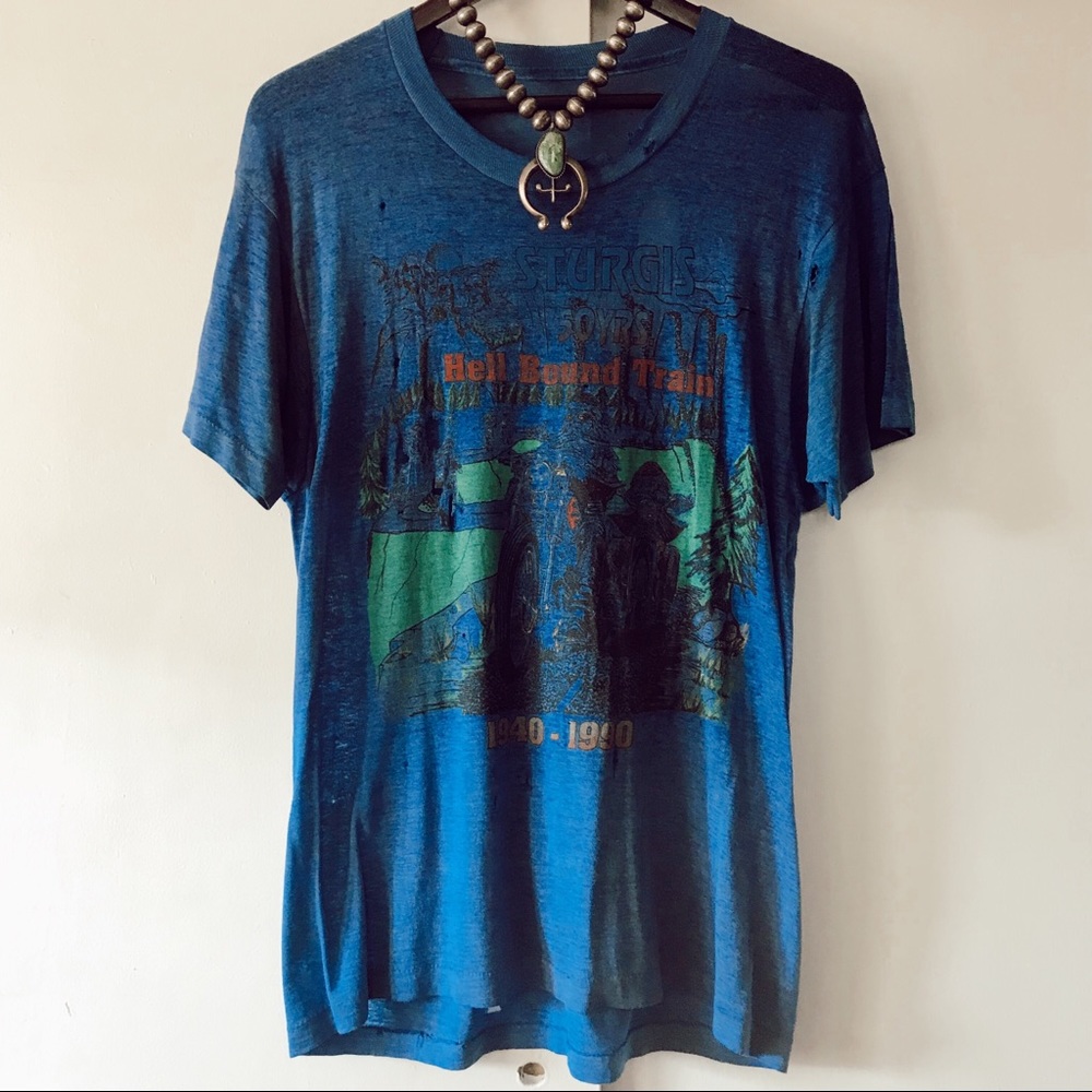 Vintage Rare Paper Thin 1990 Sturgis Tee